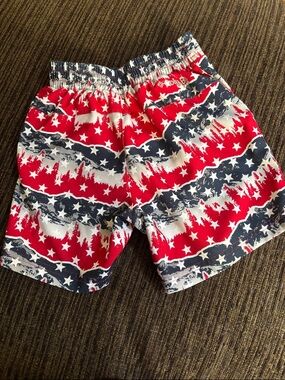 Toddler Columbia Patriotic Star & Tree Print Swim Shorts - Red, White & Navy